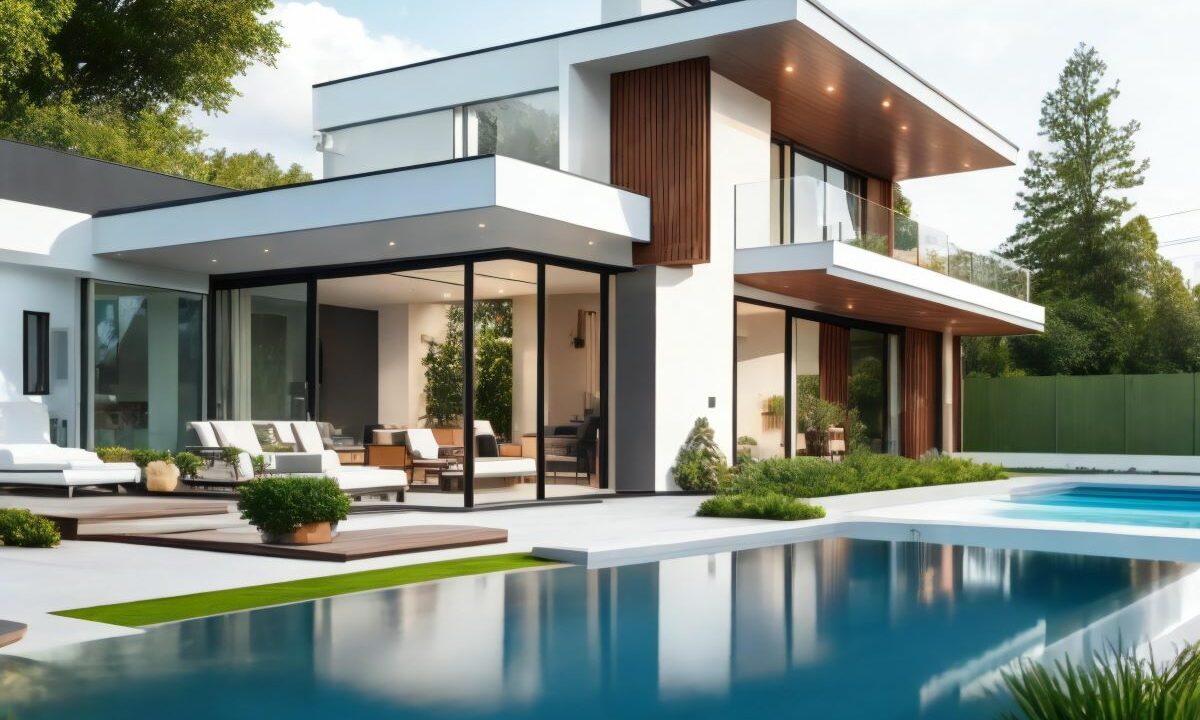 modern-cozy-luxurious-style-house-with-pool-parking-ai-generated